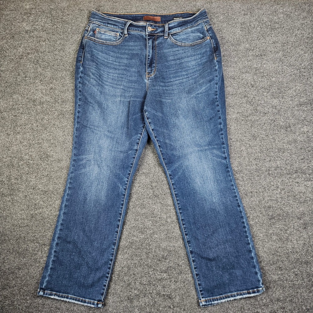 Judy Blue Straight Fit Thermal Jeans Women 18W Contrast Wash High Rise JB82561DK